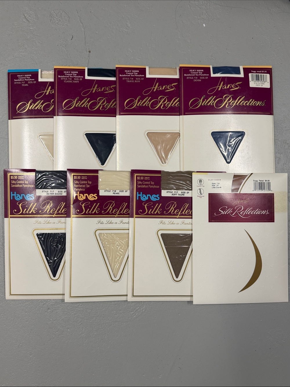 8 Pair Hanes Silk Reflections Sheer Pantyhose - Assorted Colors EF